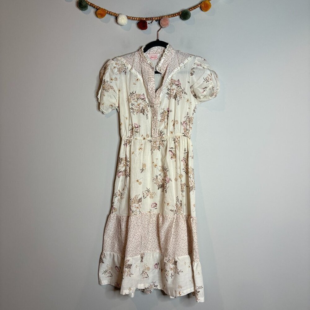 Vintage Jerri Jee floral prairie 1970's floral dress - Picture 1 of 4
